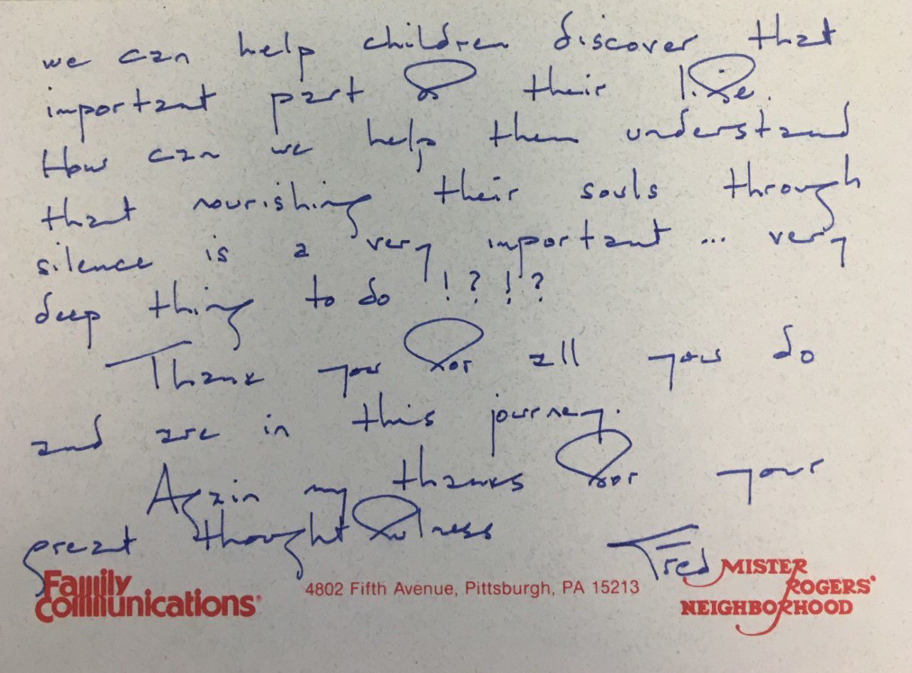 Letter from Fred Rogers Continued